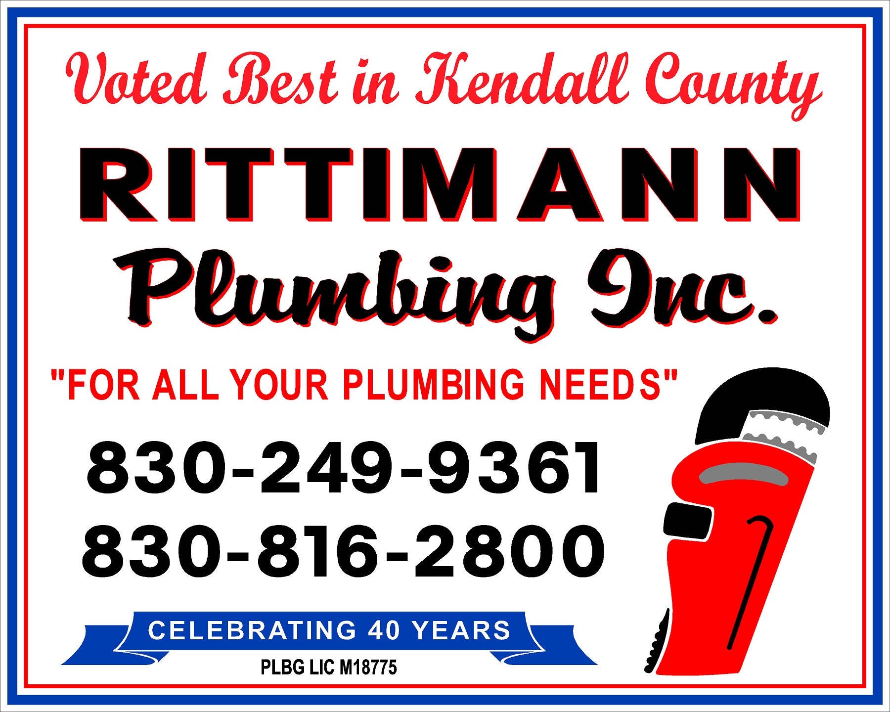 Rittiman Plumbing, Inc. Sponsorship
