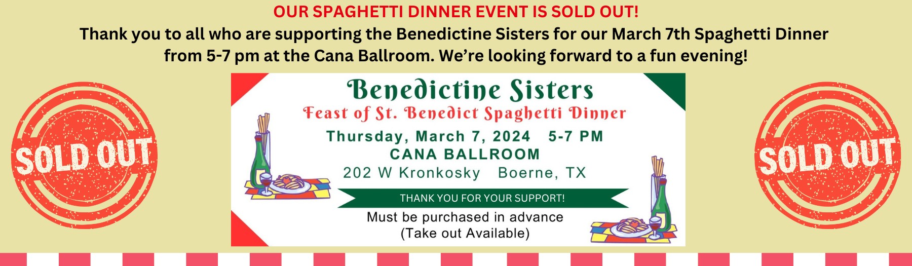 2024 Spaghetti Dinner Sold Out